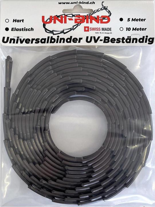 Produktbild Uni-bind Kabelbinder Gross, elastisch 5 m, Schwarz (Kunststoffkabelbinder, 5000 mm, 1 Stk.)