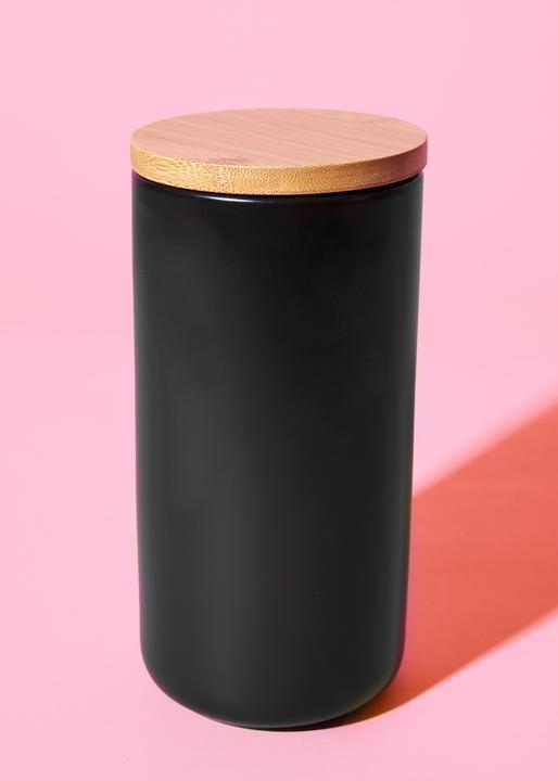 Actual product image KoRo Black earthenware storage jar with bamboo lid 1180 ml