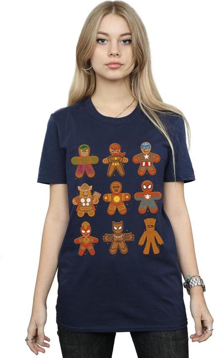 Actual product image Womens/Ladies Avengers Christmas Gingerbread Cotton Boyfriend T-Shirt (3XL)