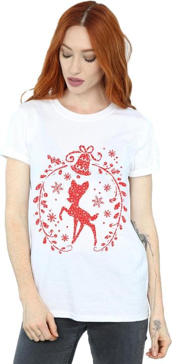 Actual product image Disney Womens/Ladies Bambi Christmas Wreath Cotton T-Shirt (L)