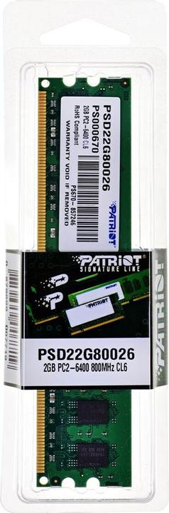 Image du produit Patriot ligne de signature (1 x 2GB, 800 MHz, DDR2-RAM, DIMM)