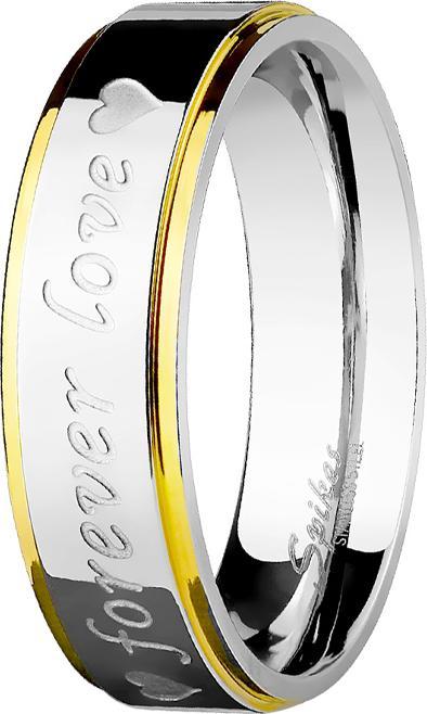 Produktbild Star Piercing Ring silber zwei Goldstreifen Forever Love (ohne Messing, Chirurgenstahl 316L)