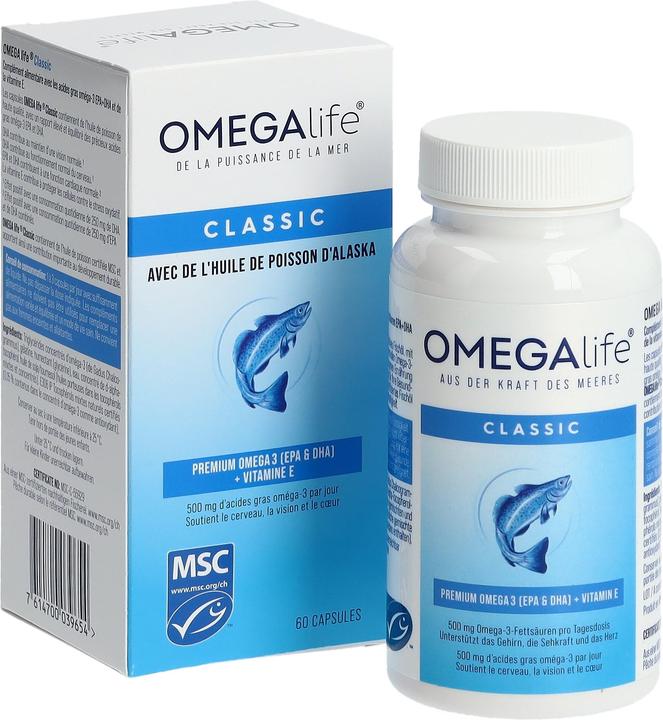 Actual product image Omega-Life Classic Caps 500 mg Ds 60 (60 Piece, Capsules, 128 g)