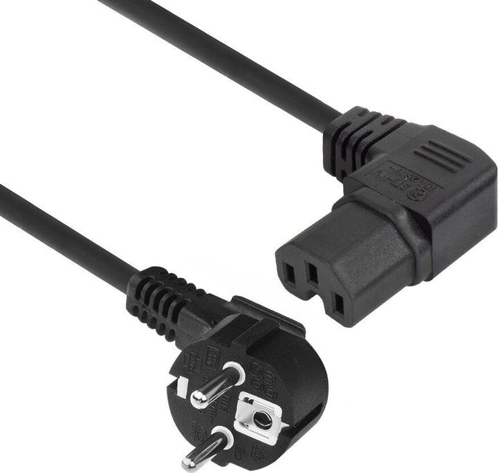 Produktbild Powercord mains connector CEE 7/7 male (angled) - C15 (angled right) IEC60320 black 2 m (2 m)