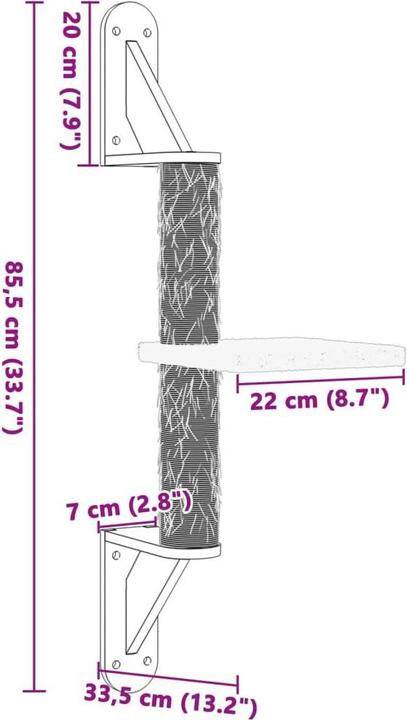 Actual product image VidaXL Scratching post with wall-mounted scratching post 85.5 cm (85.50 cm, Dark grey)