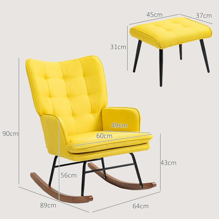 Image du produit Homcom Fauteuil à bascule avec tabouret et dossier haut