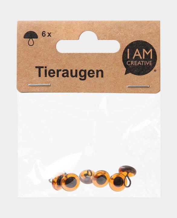 Image du produit I Am Creative Tieraugen mit Öse, Glas, braun, 10 mm