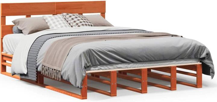 Actual product image VidaXL Solid wood bed Wooden bed Pallet bed with headboard 140x190cm pine (140 x 190 cm)