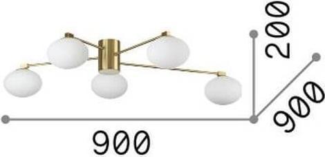 Produktbild Ideal lux HERMES G9 Deckenleuchte 5x ⌀900mm dimmbar Messing warmweiss 288277 (370 lm, G9)