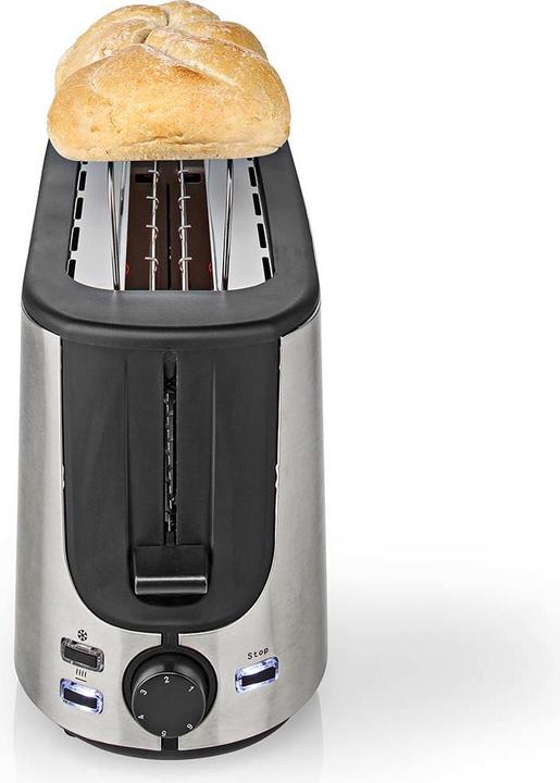 Produktbild Nedis Toaster Edelstahl Serie 1 Steckplätz Bräunungsstufen: 6 Auftaufunktion Brötchenaufsatz Alumini (EU-Stecker)
