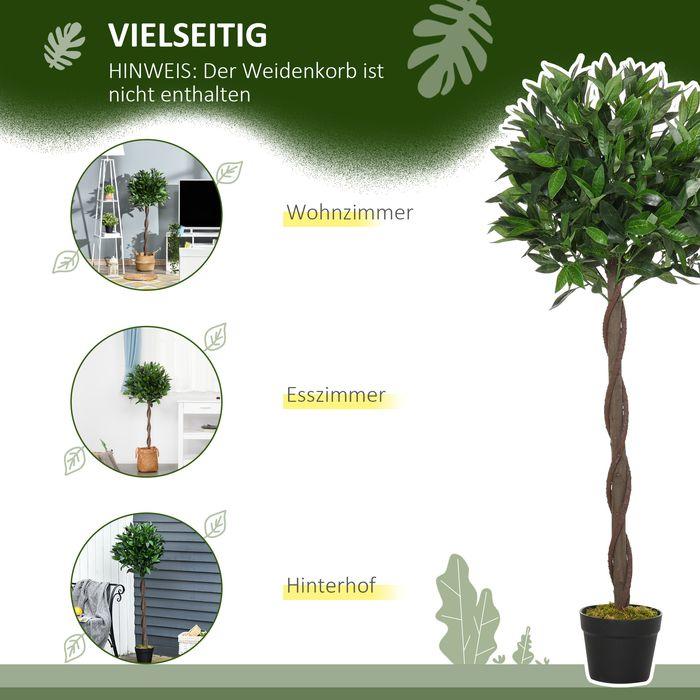 Actual product image Swisshandel24 2er-Set Künstlicher Lorbeerbaum 120cm Kunstpflanzen im Zementtopf, Zimmerpflanze (120 cm)