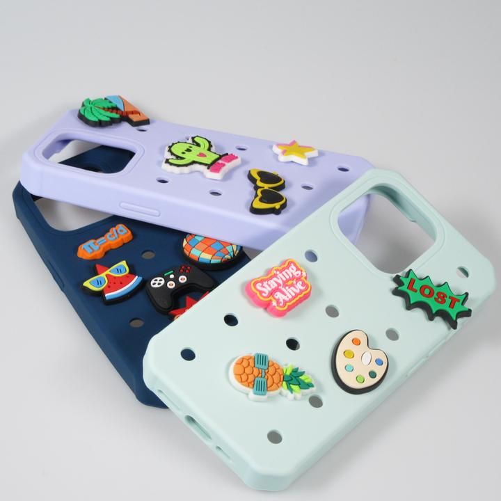 Immagine prodotto PhoneLook Coperchio Coperchio in silicone spesso con fori per l'inserimento di adesivi Azzurro (Apple iPhone 15)