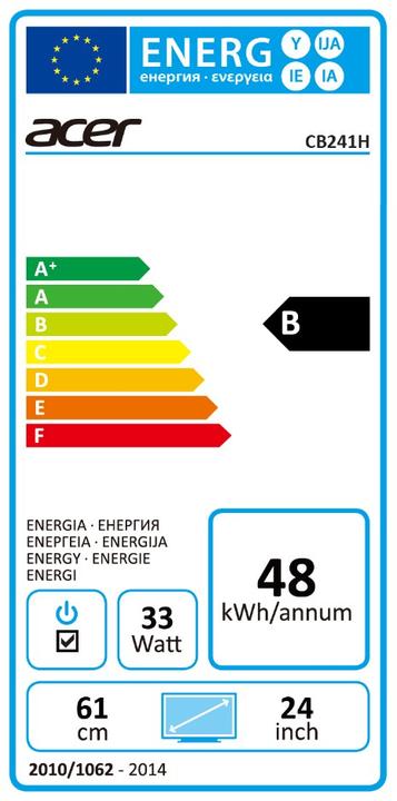 Energie-Label Acer CB241H (1920 x 1080 Pixel, 24.02")