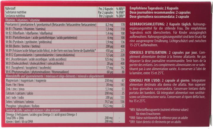Valori nutrizionali e ingredienti Natalben Mamma Quatrefolic (1 Pezzo/i, Pillole, 132 g)