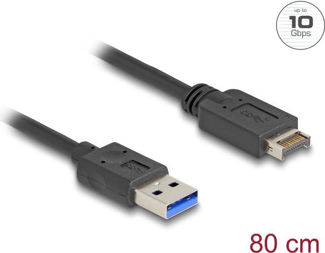 Produktbild Delock USB 10 Gbps Kabel USB Typ-E Key A 20 Pin Stecker zu USB Typ-A Stecker 80 cm (0.80 m, USB 3.2 Gen 2)