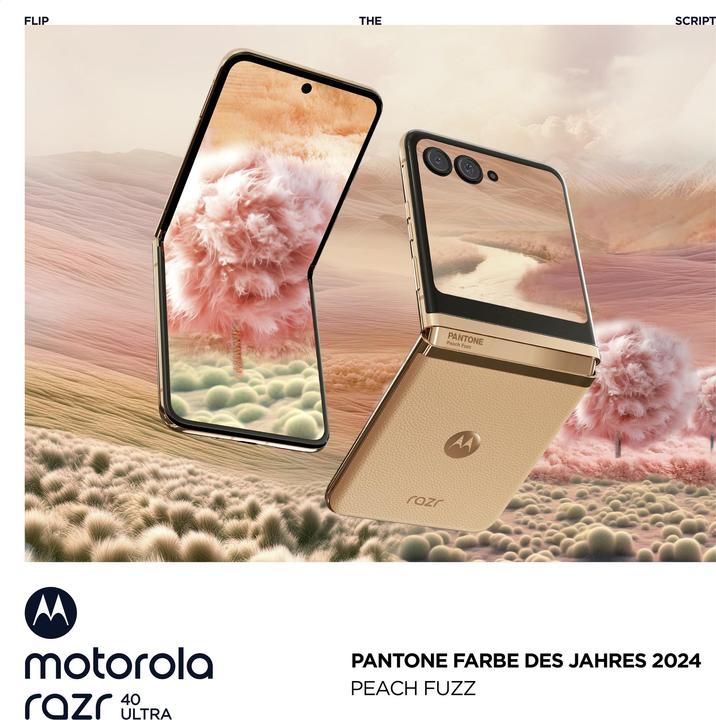 Actual product image Motorola Razr 40 Ultra Orange (256 GB, Peach Fuzz, 6.90", SIM + eSIM, 12.58 Mpx, 5G)