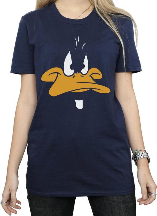 Actual product image Looney Tunes Womens/Ladies Daffy Duck Face Cotton Boyfriend T-Shirt (L)