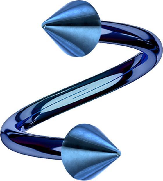 Star Piercing Micro Spirale dunkelblau mit zwei Cones (ohne Messing, Titan G23)