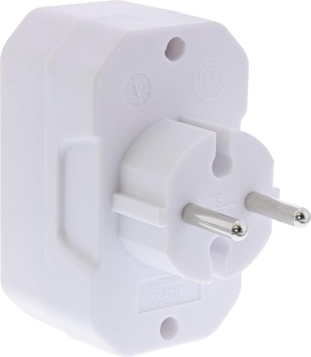 Actual product image InLine Socket outlet adapter, CEE7/17 to 4x Euro socket, with enhanced touch protection, white (4 x)