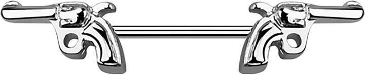 Star Piercing Barbell silber mit zwei Revolver (Chirurgenstahl 316L, ohne Messing)