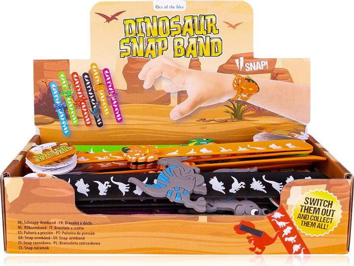 Immagine prodotto Out of the blue Braccialetto a scatto, dinosauri assortiti (21.50 cm, Silicone e PVC)
