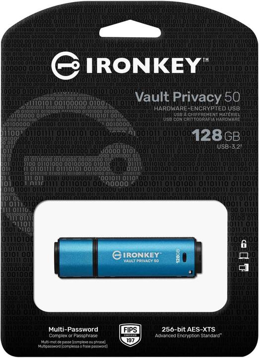 Produktbild Kingston IronKey Vault Privacy 50 (128 GB, USB 3.2, USB-A)