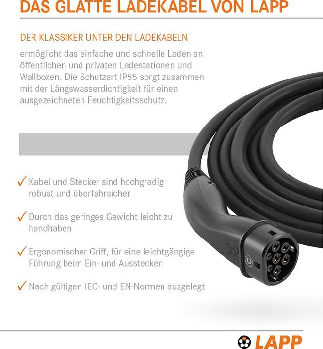 Produktbild Lapp Mobility EV-TYP2 Ladekabel (Typ 2, 22 kW, 32 A, 7 m)