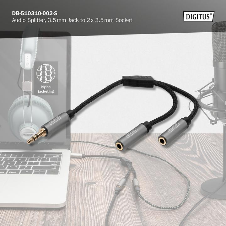 Image du produit Digitus Splitter audio, jack 3,5 mm vers 2x 3,5 mm femelle (0.20 m)