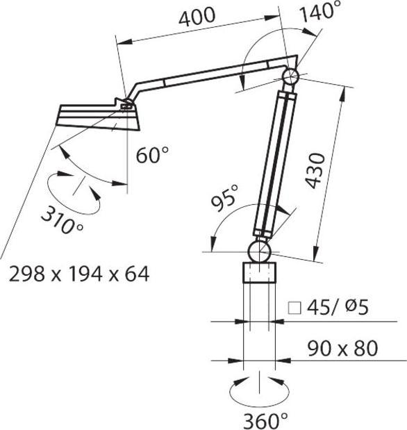 Image du produit Waldmann Lampe-loupe LED rectangulaire sans pied