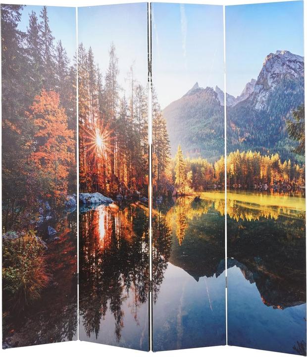 Image du produit Mendler Paravent photo avec isolation phonique HWC-L55, pare-vue, 180x162cm lac de forêt