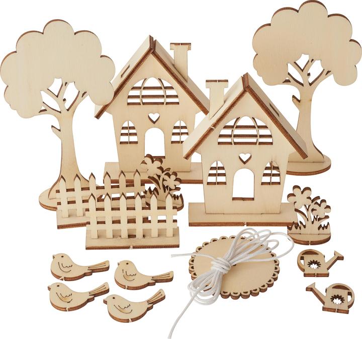 Actual product image Rayher Wooden construction kit "Garden sheds", 29 pcs.