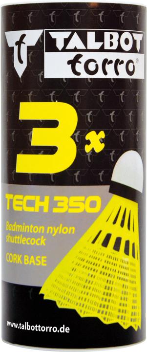 Produktbild Talbot Torro Badmintonball Tech 350, medium, gelb/blau haltbarer Freizeit- und Trainings-Nylonfederball mit