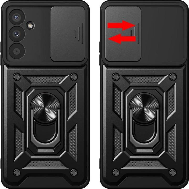 Produktbild Hurtel Hybrid Armor Camshield case for Samsung M14 with camera cover - black (Samsung Galaxy M14)