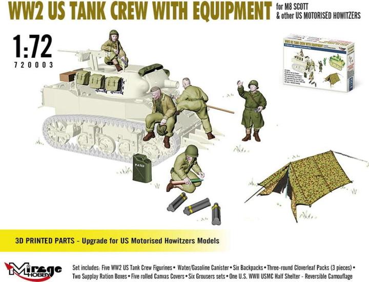 Produktbild Mirage Hobby WW2 US TANK CREW WITH EQUIPMENT for M8 SCOTT & other US MOTORISED HOWITZERS