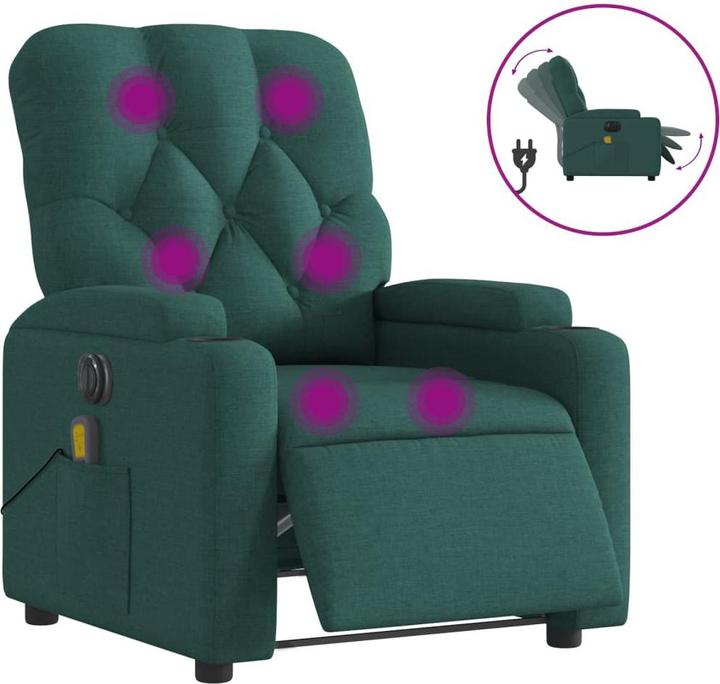 Produktbild VidaXL Massagesessel Fernsehsessel Relaxsessel Elektrisch Dunkelgrün Stoff