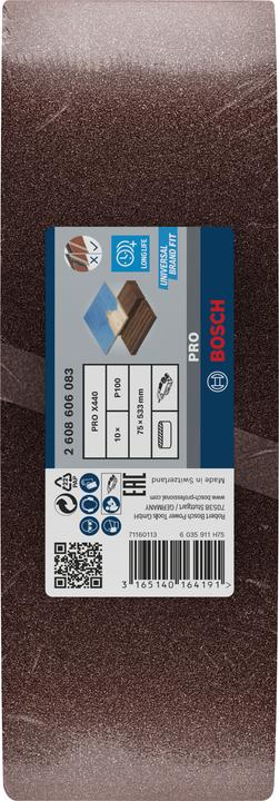Actual product image Bosch Professional Zubehör PRO X440 sanding belt, 75 x 533 mm, G100 (100)