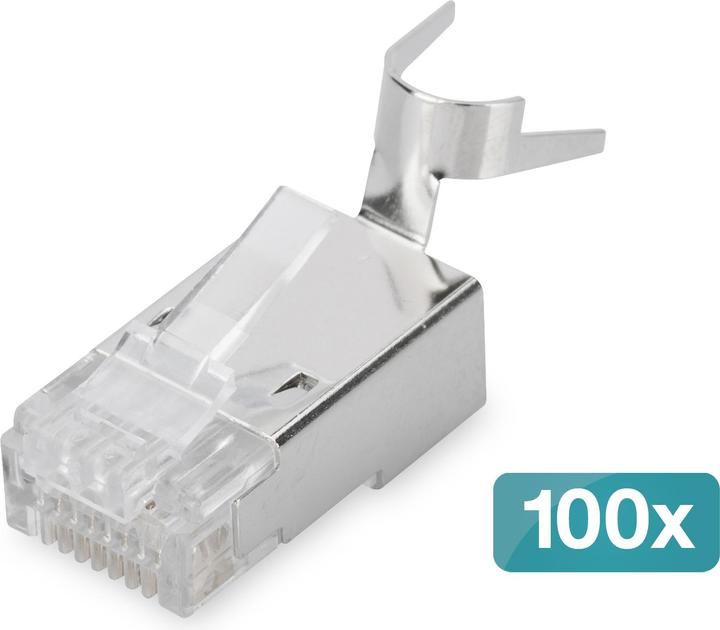 Produktbild Digitus CAT 6A Modularstecker, 8P8C, geschirmt für Volldraht AWG 22-23, 100 Stück (Netzwerkkabel Stecker)