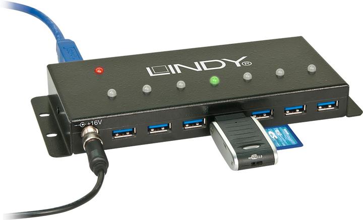 Immagine prodotto Lindy Hub industriale USB 3.0 a 7 porte, custodia in metallo (USB-B, 7 Porti)