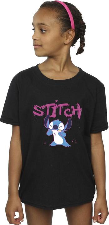 Actual product image Disney Girls Lilo And Stitch Graffiti Cotton T-Shirt (140, 146)