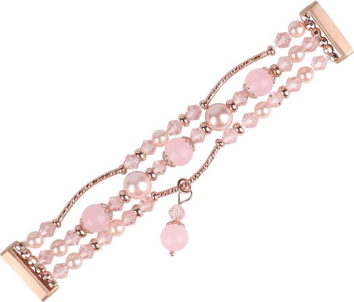 Produktbild Cover-Discount Fitbit Versa 4 / Sense 2 - Perlen Strass Armband rosa (Edelstahl)