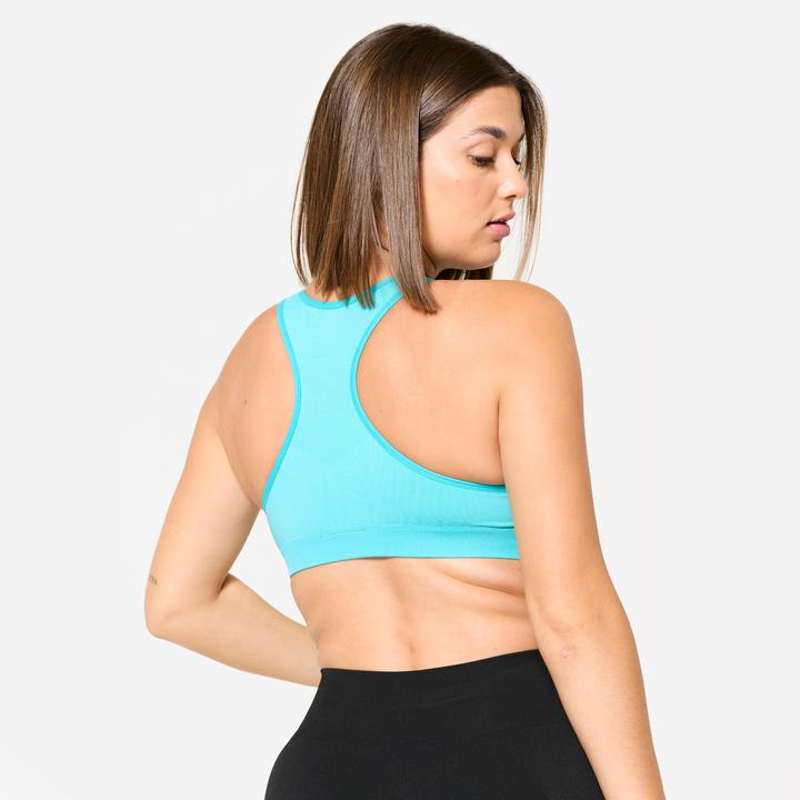 Image du produit Kalenji Sport-BH Bustier Damen nahtlos Schwimmerrücken mittlerer Halt - türkis (XL)