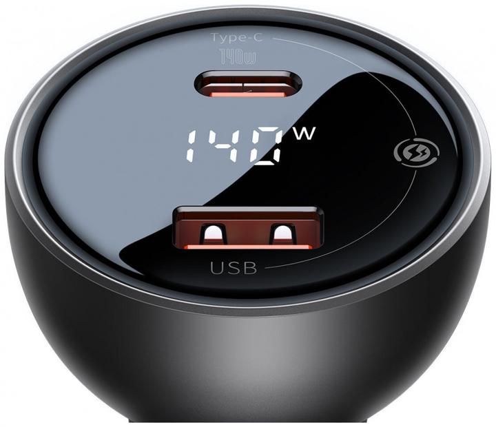 Image du produit Baseus Digital Display fast car charger USB-A / USB-C PD3.1 140W black + USB-C cable Superior