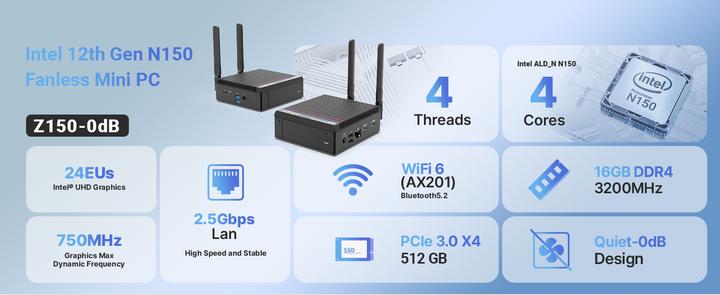 Produktbild Minix Neo Z150-0dB (Intel N150, 16 GB, 512 GB)