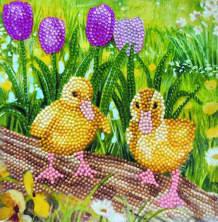 Produktbild Craft Buddy Frühlingsküken, Karte 18x18cm Crystal Art