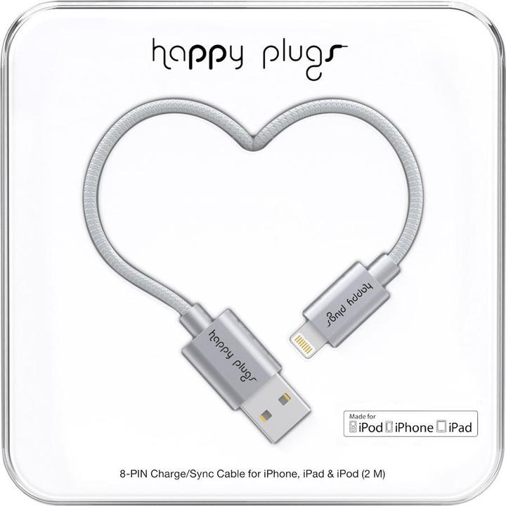 Actual product image Happy Plugs Lightning to USB Charge/Sync MFI Cable Deluxe EDT (2.0m) - Space Grey (2 m, USB 2.0)