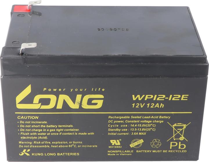 Produktbild Kung Long WP12-12E F2 Zyklenfest Blei-Vlies-Akku, 12Volt, 12Ah mit 6,3mm Faston Anschluss (12 V, 12 Ah)