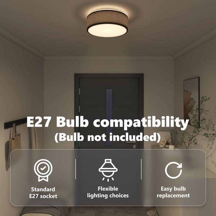 Actual product image VidaXL Deckenlichter Flush Mount Schwarz Ø 38 cm Stoff E27