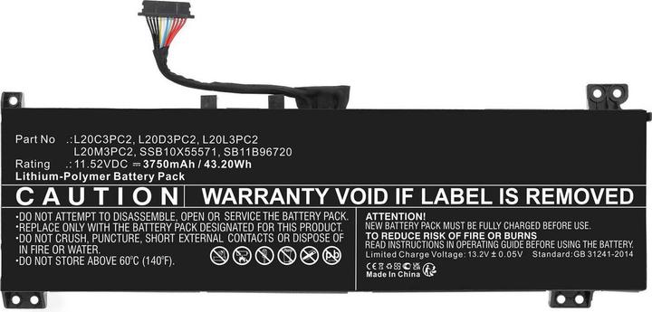 Image du produit AGI Batterie compatible avec Lenovo IdeaPad Gaming 3 15ACH6 82K201GBT (3750 mAh)