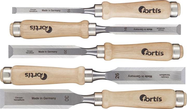 Produktbild Fortis Stechbeitel Satz mit Holzheft 5 Teile im Karton