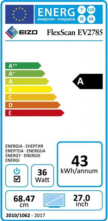 Energy Label Eizo Ev2785 (3840 x 2160 Pixels, 27")